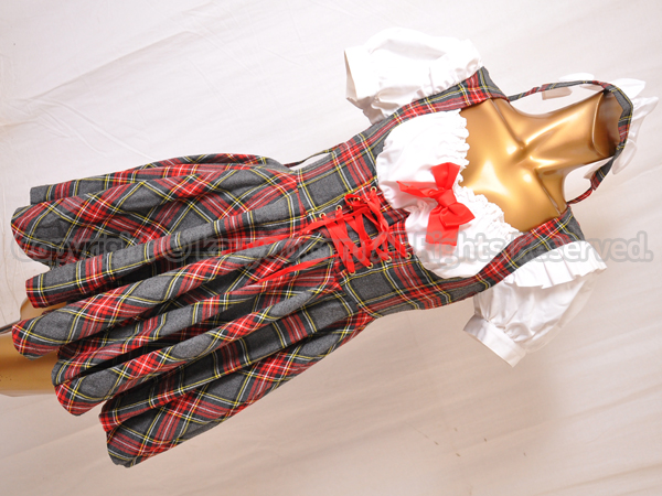 【買取】CANDY FRUIT キャンディフルーツ タータンチェックメイド服  ヘッドドレス付き