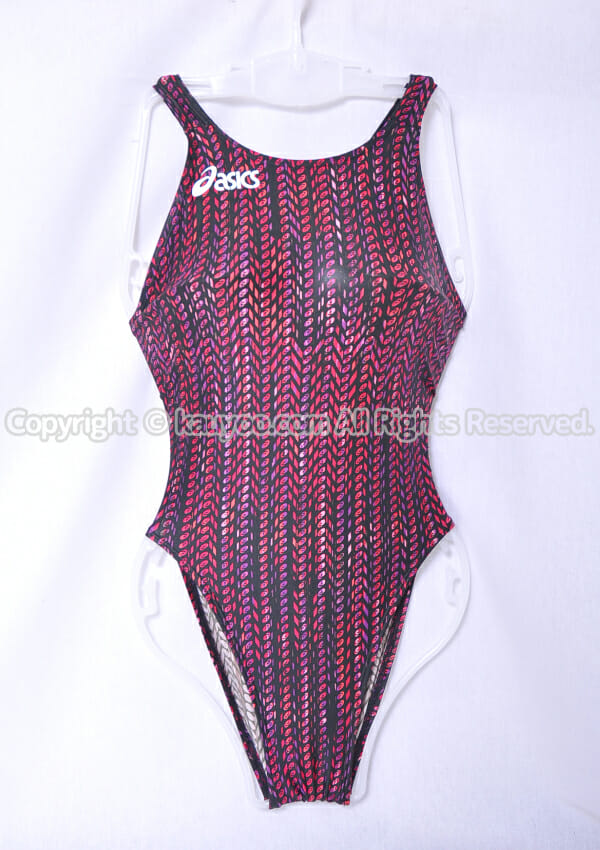 【買取】asics アシックス 旧ロゴ ハイドロSP ALS01W スパイラルカット2 競泳水着 ピンク柄