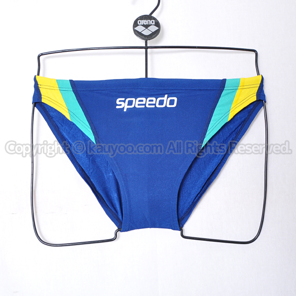 【買取】speedoスピードSOLOTEXブーメラン競パン競泳水着83RR-54214ネイビー×イエロー×ミント