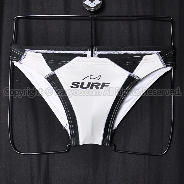 【買取】AQUX SURF 光沢シルキーコーティング切替 ブーメラン競パン競泳水着 白黒
