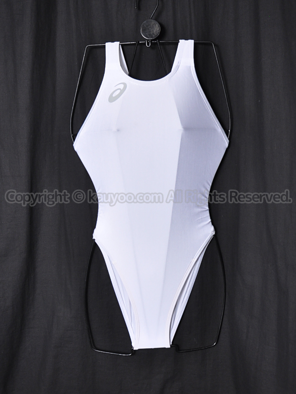 【買取】asicsアシックスALS85TハイドロCDハイカット競泳水着ホワイト灰ロゴ