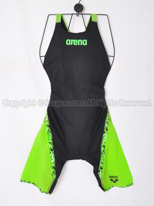 【買取】アリーナAQUAFORCE LIGHTNINGスパッツ競泳水着ARN-6000Wブラック×Fグリーン