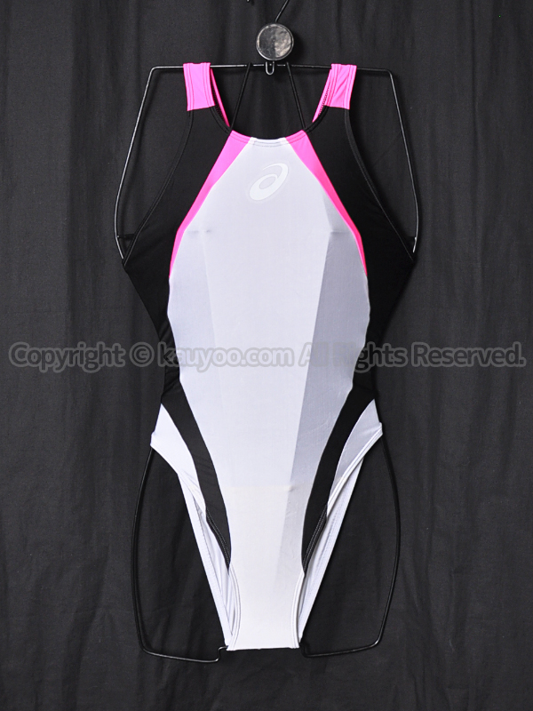 【買取】asicsアシックスALS86TハイドロCDハイカット競泳水着 白黒ピンク 白ロゴ