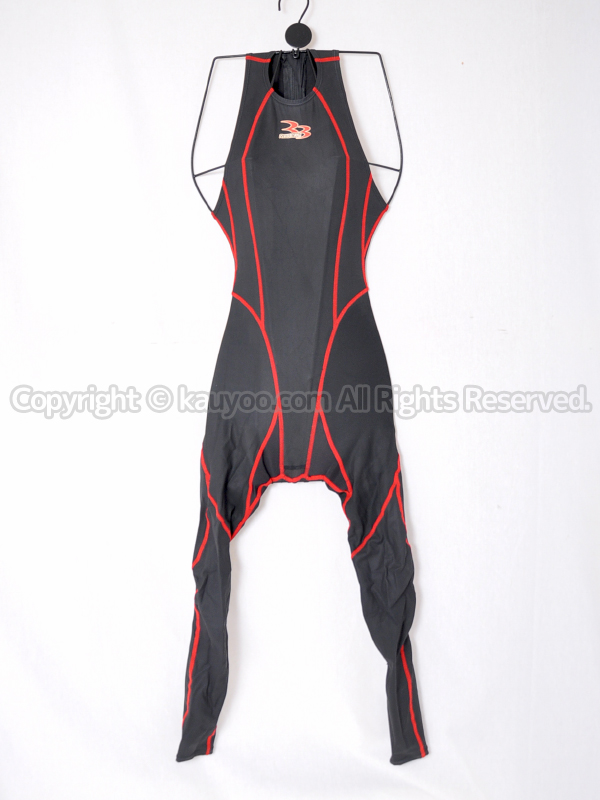 【買取】RECOBEAMバイオラバーVRW-92010フルボディ背面ZIPロングスーツ高速競泳水着 黒赤