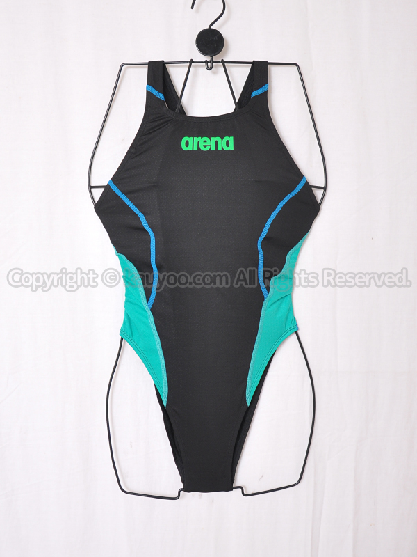 【買取】arenaアリーナAQUA XTREMEリミック競泳水着ARN-1025Wブラック×グリーン