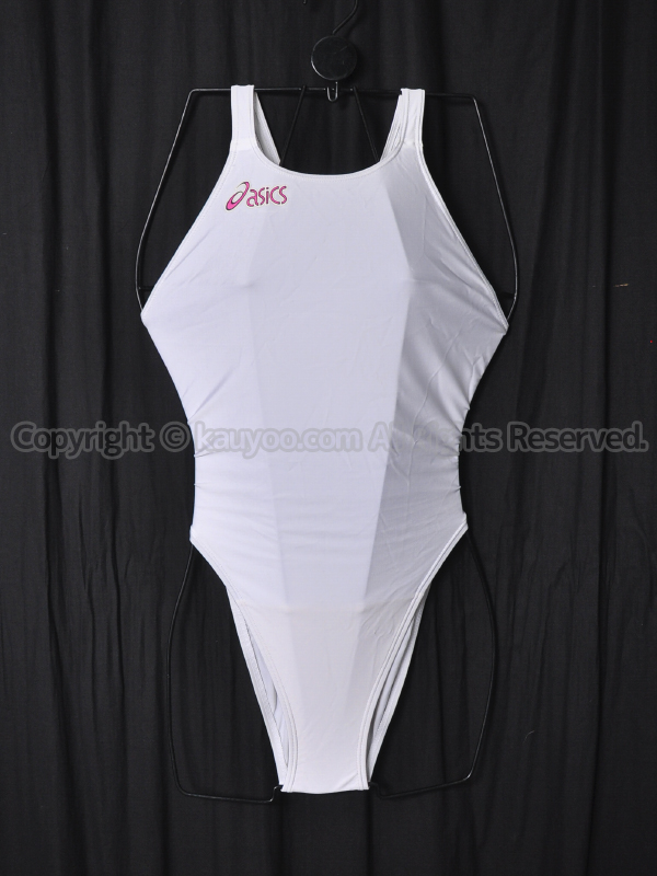 【買取】asicsアシックスALS55TハイドロCDスパイラルカット競泳水着ホワイト ピンクロゴ