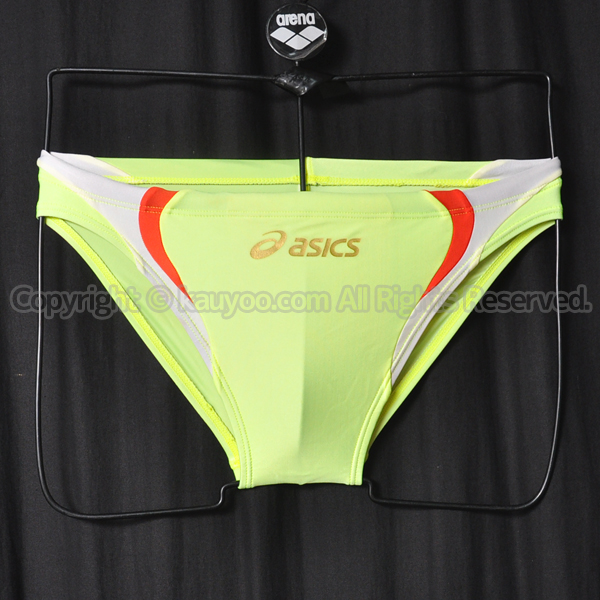 【買取】asics アシックス ハイドロCD 切替 スパイラルカット 競パン メンズ競泳水着 AMA56T 黄赤白×金ロゴ