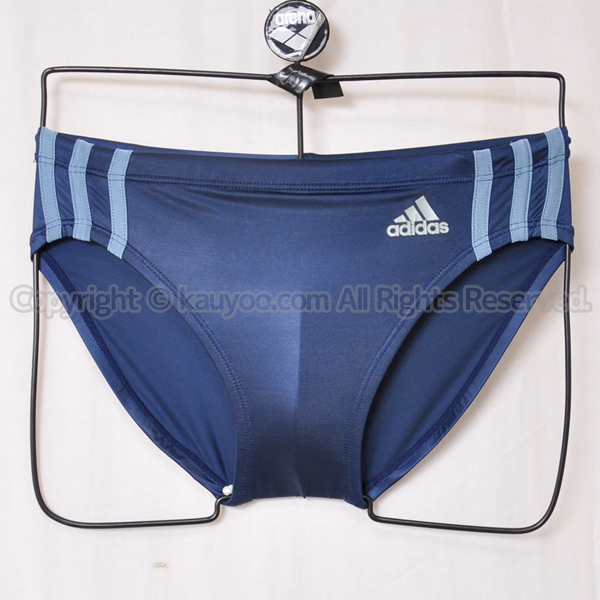 【買取】adidas アディダス サイドストライプ 競パン メンズ競泳水着 光沢ネイビー