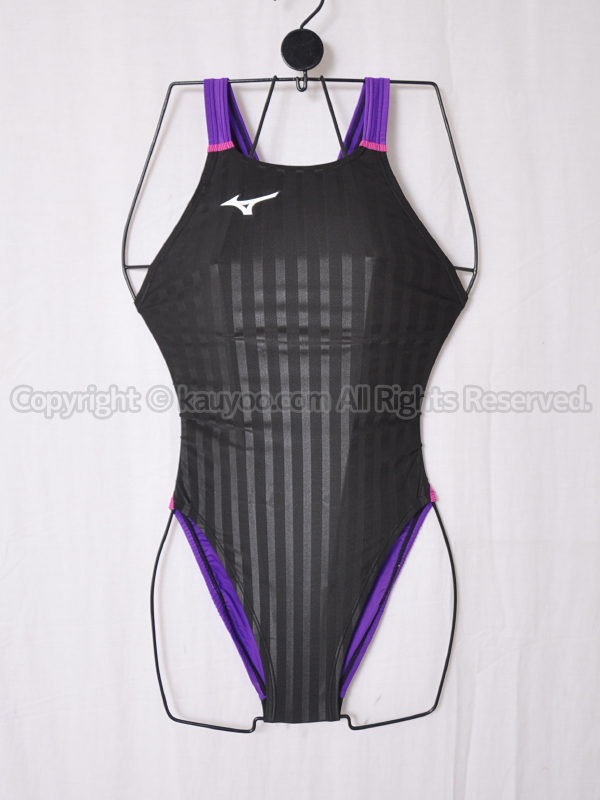 【買取】mizuno ミズノ ストリームアクセラ ミディアムカット競泳水着 N2MA822698 ブラック×バイオレット