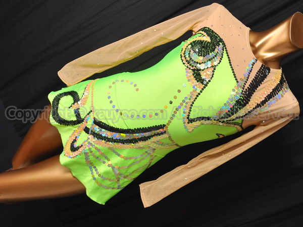 【買取】Olynstone オリンストーン 豪華装飾 ロングスリーブ新体操競技用レオタード イエロー