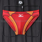 mizuno ミズノ RQ-632型 キネシスカット 競パン メンズ競泳水着 ワインレッド×オレンジ