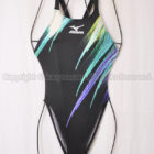mizuno ミズノ マイティライン ハイカット競泳水着 850E-76093 ブラック×ブルー柄