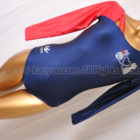 echter イクター ロングスリーブ体操レオタード ネイビー×レッド