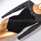 Ballerina バレリーナ 長袖バレエレオタード 黒ベルベット×レース