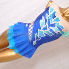 SASAKI ササキスポーツ ノースリーブスカート付き新体操レオタード ブルー シュシュ付