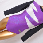 AIRMOVE エアムーブ ロングスリーブ体操レオタード ホログラム パープル×ブラック