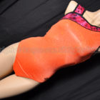 Alpha Factor aerials ホログラム ノースリーブ体操レオタード オレンジ×ピンクヒョウ柄