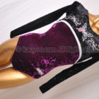 AIRMOVE エアムーブ ベロア ロングスリーブ体操レオタード パープル×ブラック