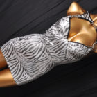 HeyBaby ブラカップ ボディコン ワンピース ラメ光沢 白黒ゼブラ柄